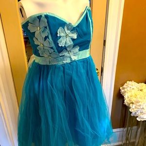 Turquoise dress with flowers